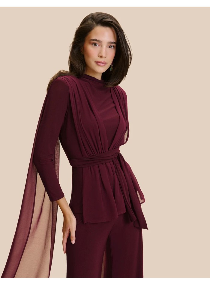Long-sleeved blouse with a high neckline and a...