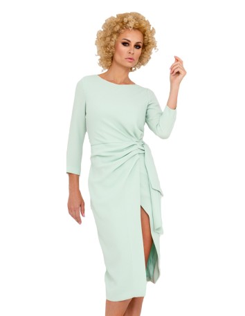 Midi party dress with side draping detail at INVITADISIMA
