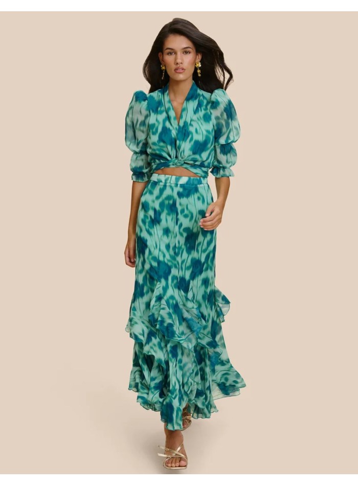 Top con estampado floral y lazada frontal para invitada