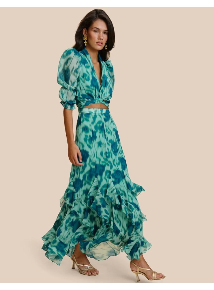 Top con estampado floral y lazada frontal