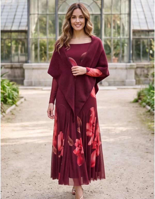 Maroon V-neck poncho