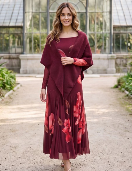 Maroon V-neck poncho