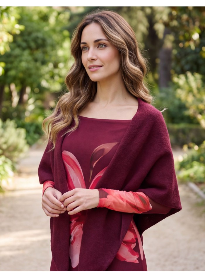 Maroon V-neck poncho