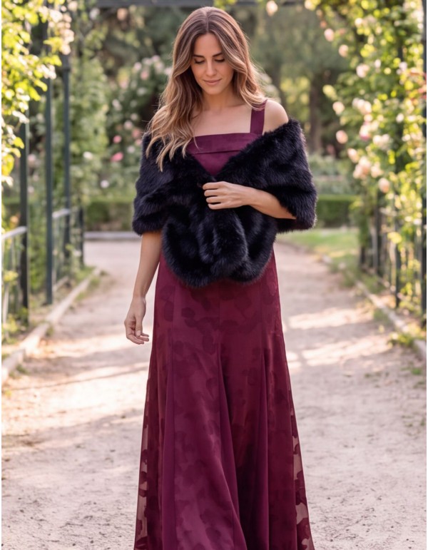 Black vegan fur stole 2