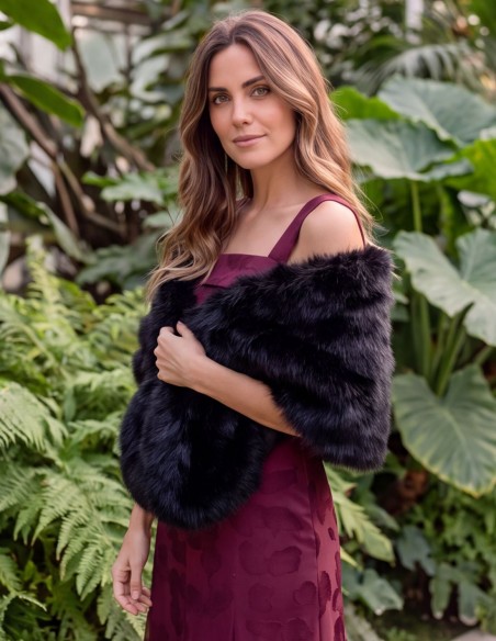 Black vegan fur stole