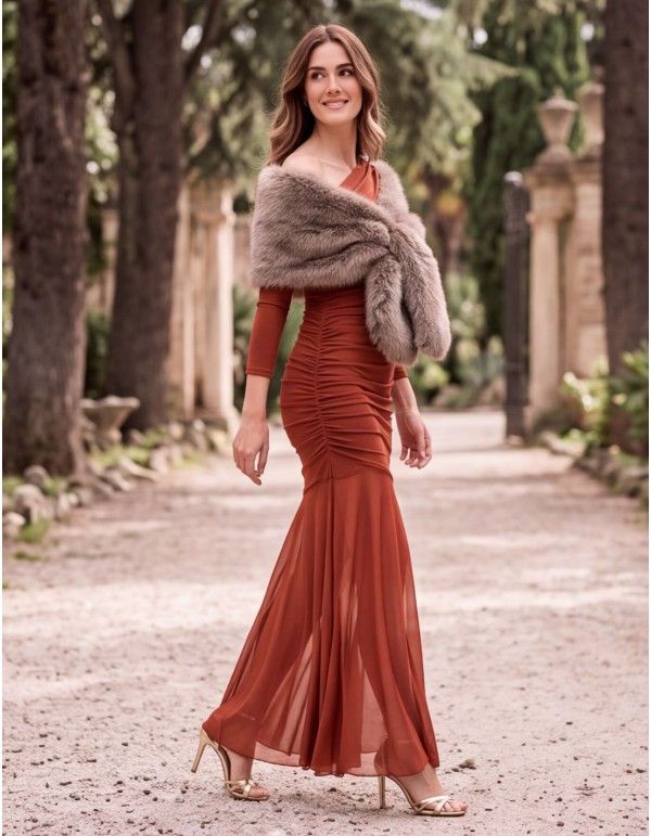 Étole en fourrure synthétique marron clair 2