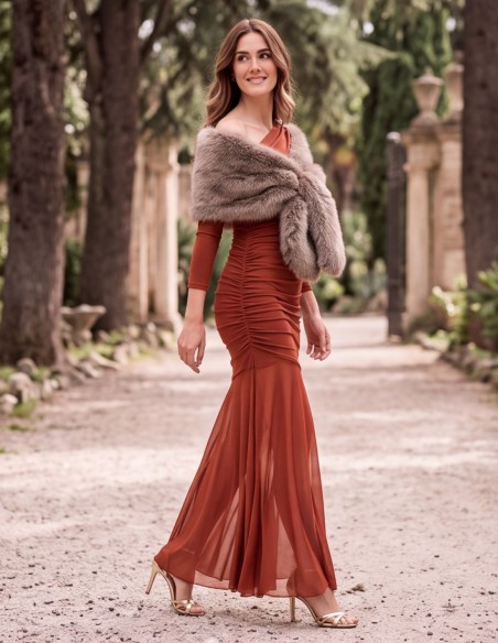 Light Brown Vegan Fur Stole