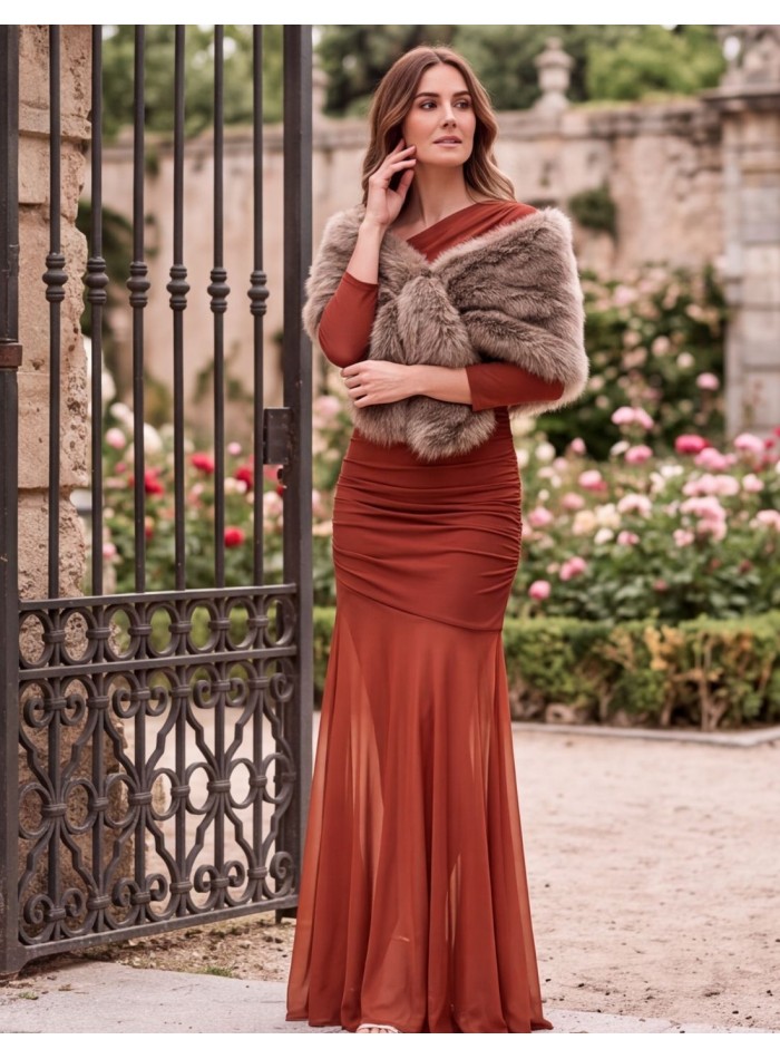 Light Brown Vegan Fur Stole