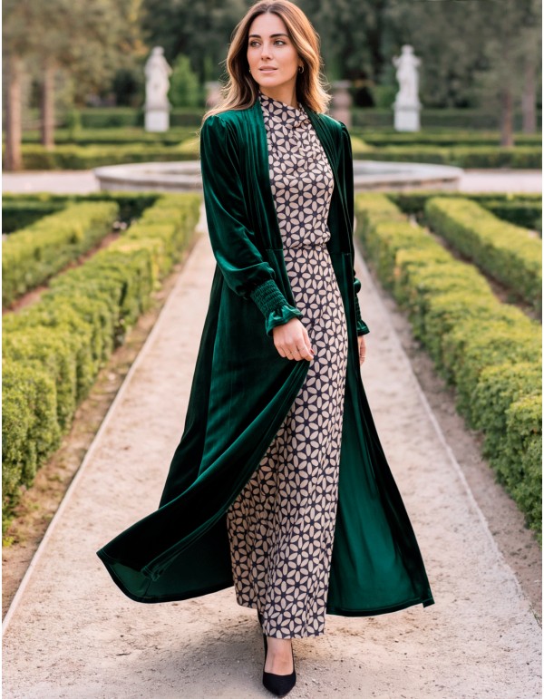 kimono en velours vert bouteille 2