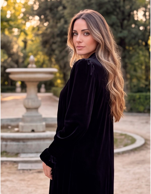Élégant kimono noir en velours pour femme 2