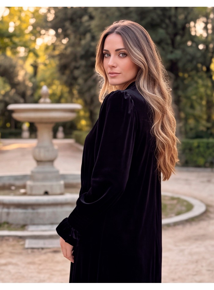 kimono noir en velours