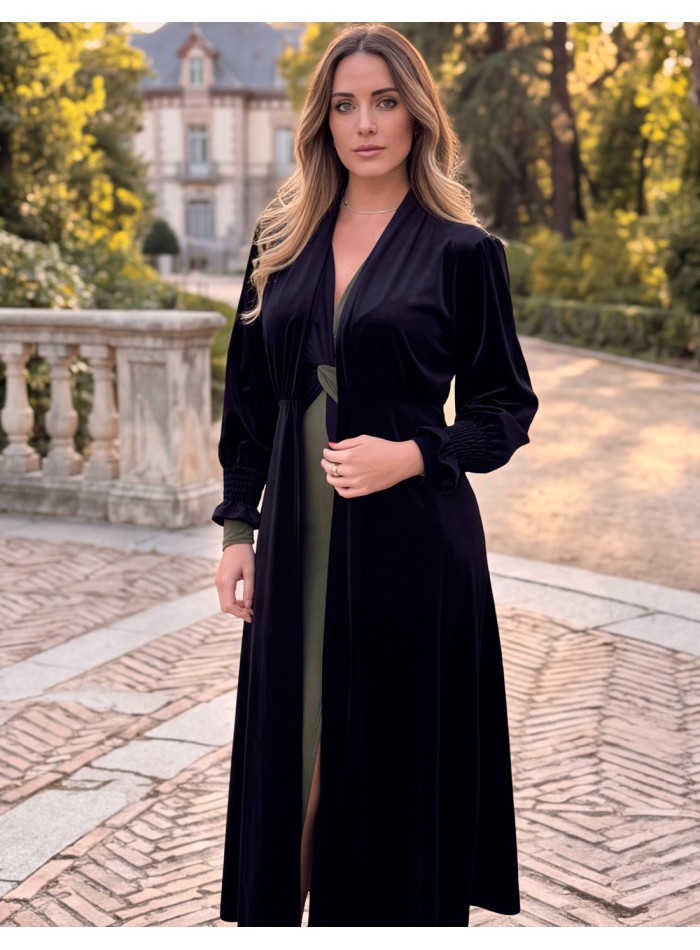 kimono negro de terciopelo para mujer