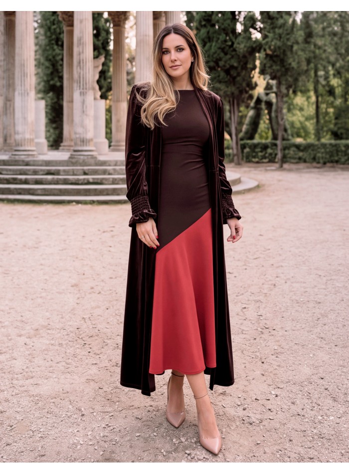 Kimono en velours marron pour femme