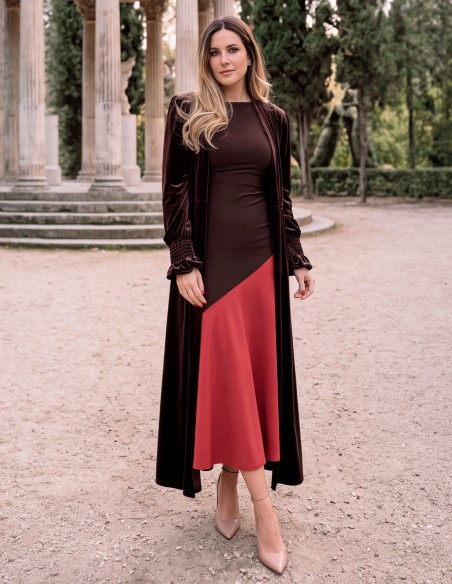 Kimono en velours marron pour femme
