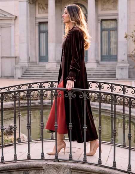 Kimono en velours marron, élégant, chaleureux et très polyvalent