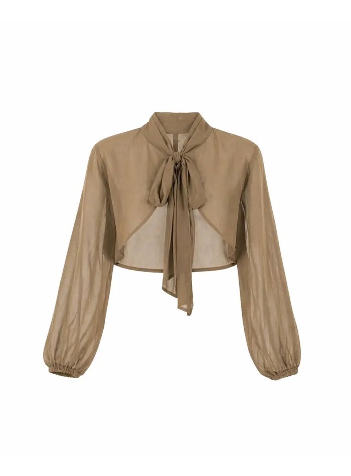 Capa de gasa estilo chaqueta color ocre