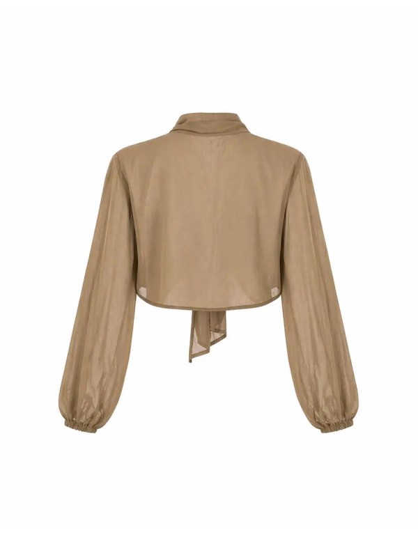 Capa de gasa estilo chaqueta color ocre 2