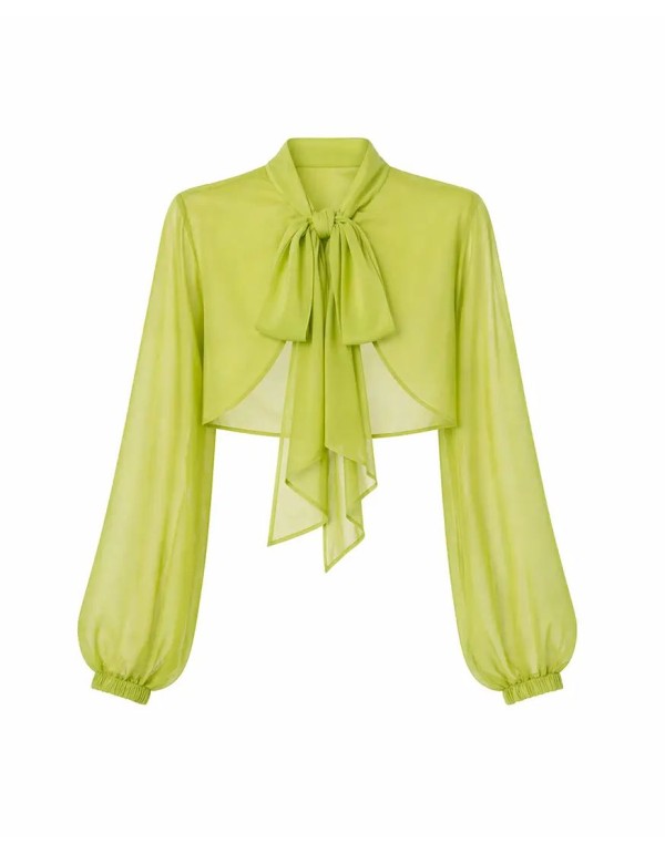 Cape en mousseline style veste, couleur citron vert