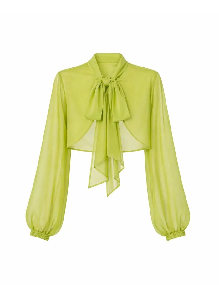 Lime-colored gauze jacket-style cape