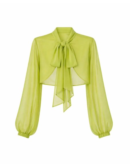 Lime-colored gauze jacket-style cape