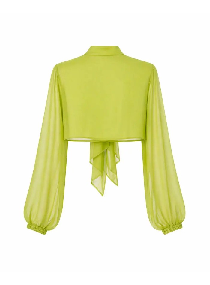 Lime-colored gauze jacket-style cape