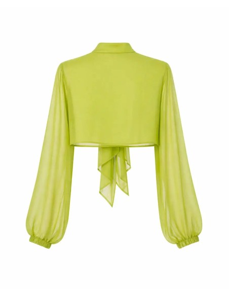 Lime-colored gauze jacket-style cape