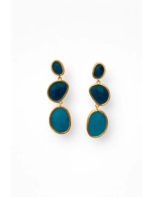 Boucles d'oreilles longues ornées de pierres colorées
