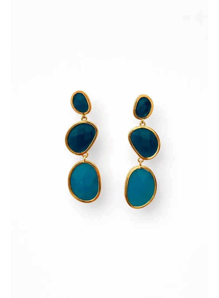 Boucles d'oreilles longues ornées de pierres...