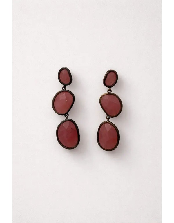 Pendientes largos con piedra de color 2