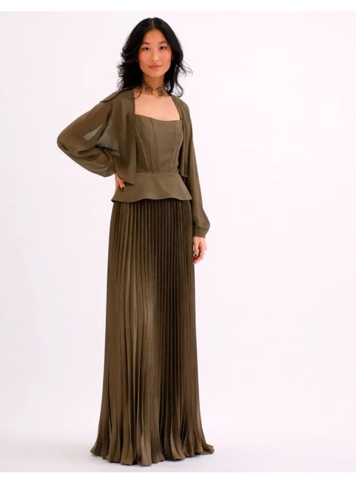 Two-piece set with a strapless corset and a...