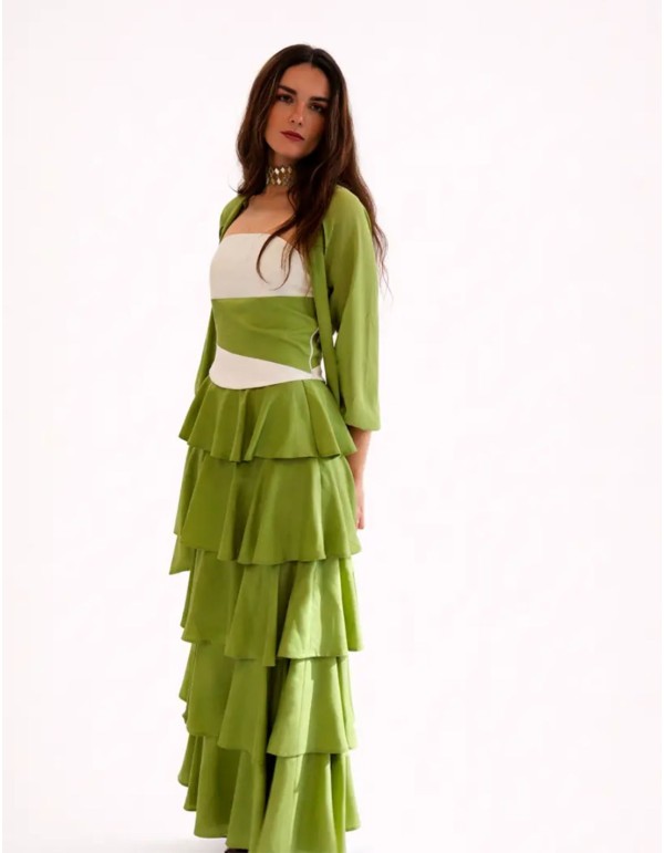 Long strapless dress with detailing at the waist and a... 2