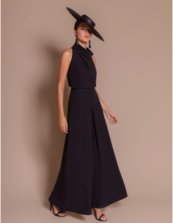 Pantalon palazzo noir à jambes larges
