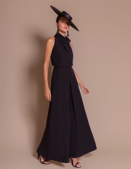 Pantalon palazzo noir à jambes larges