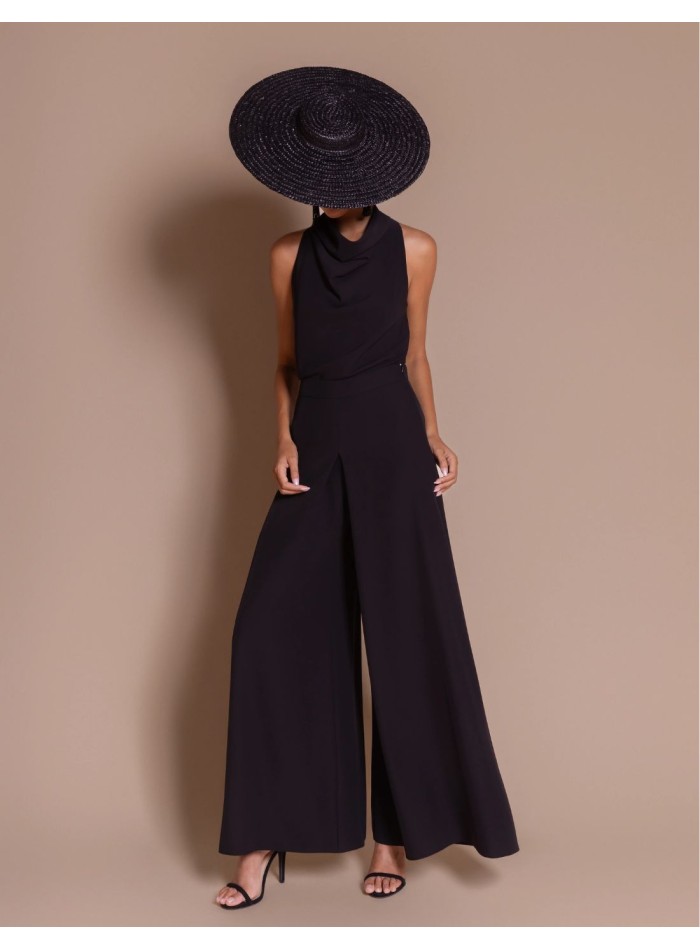 Pantalón palazzo negro de pierna ancha para invitada