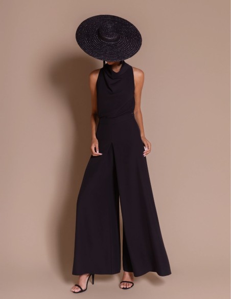 Pantalon palazzo noir à jambes larges