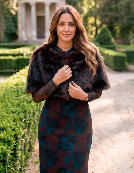 Short chocolate-brown cape for dresses and fall looks