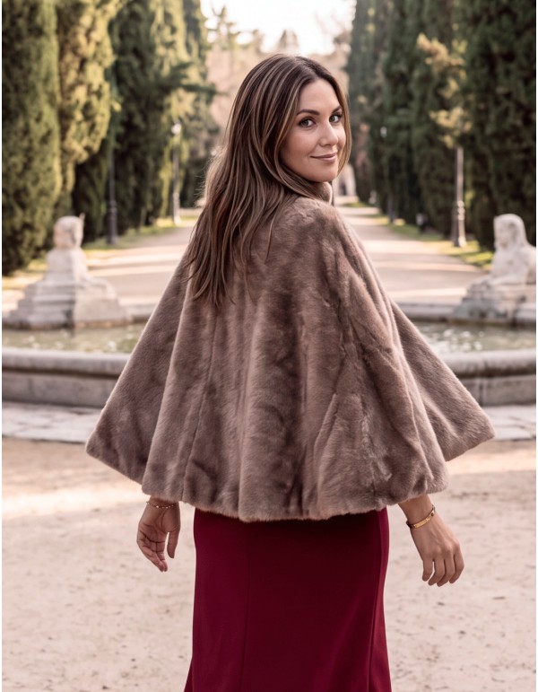 Brown faux fur cape for winter dresses and outfits 2