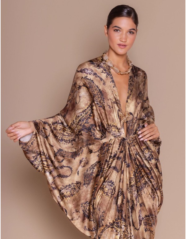 Vestido kimono de satén estampado 2