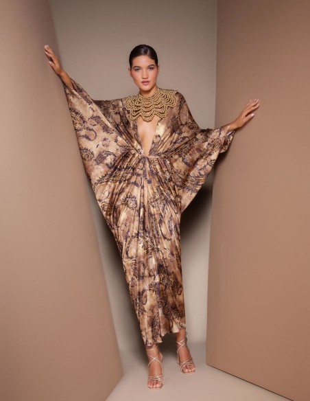 Robe kimono en satin imprimé