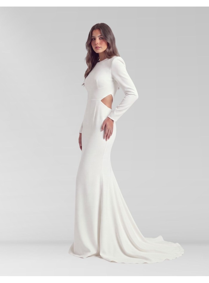 Wedding dress with an open back and train