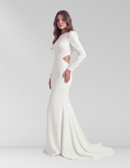 Wedding dress with an open back and train