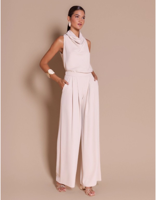 Pantalon de cérémonie couleur crème avec des plis sur le... 2