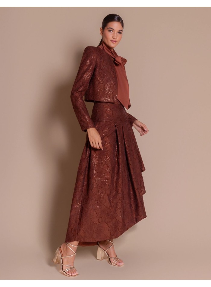 Devoré-print blouse with subtle maroon sequins