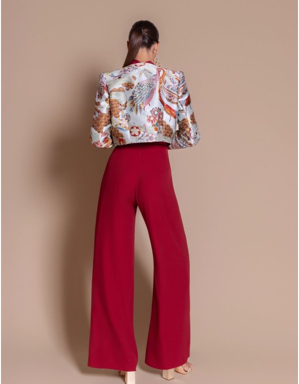 Sky-blue torera with an exotic bird print 2