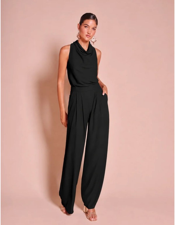 Pantalón negro de pierna ancha