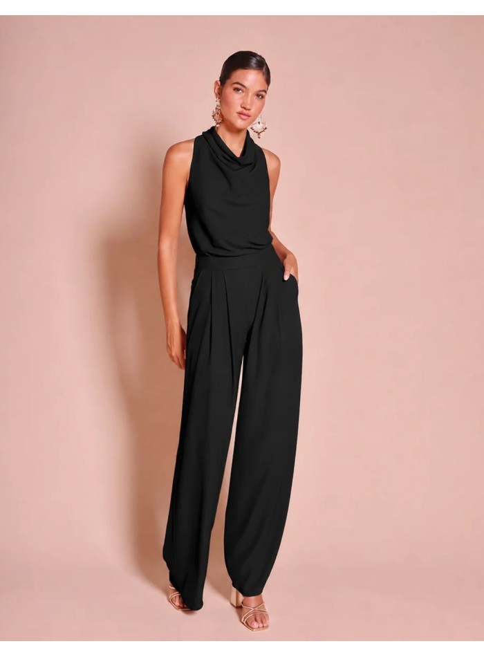Pantalón negro de pierna ancha