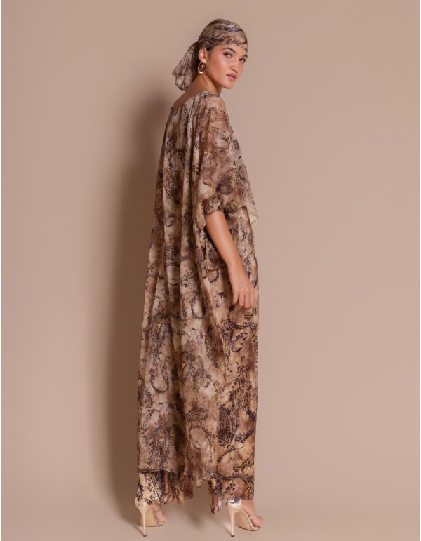 Wide-leg printed pants for a wedding guest