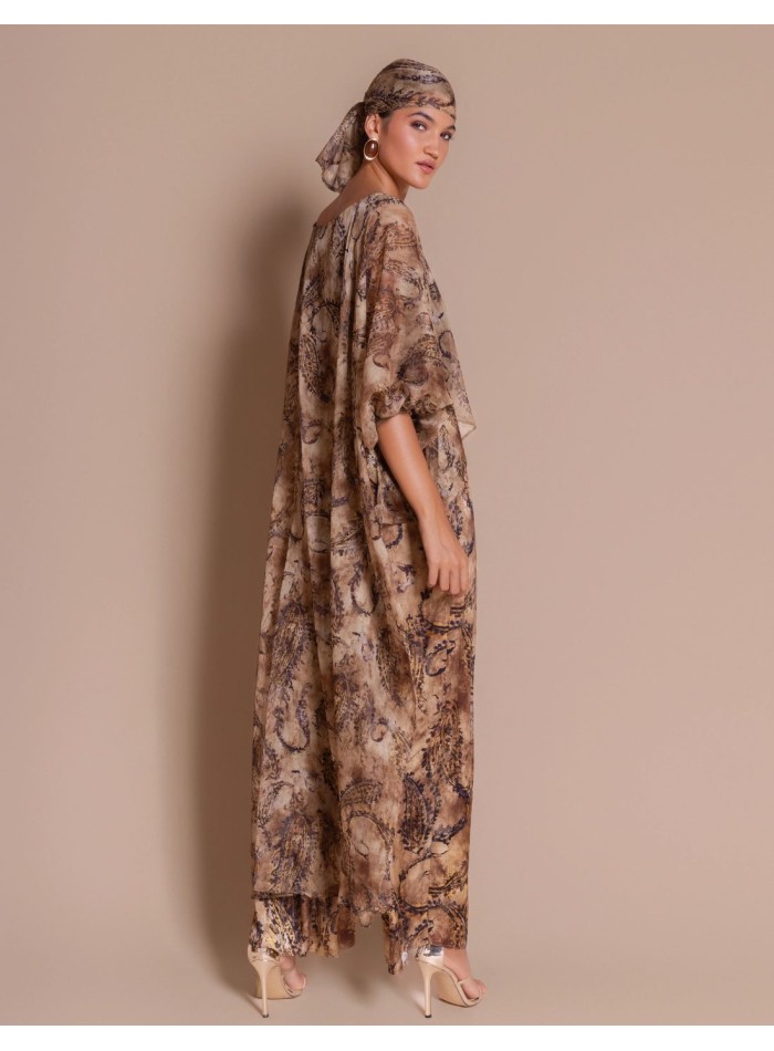 Wide-leg printed pants for a wedding guest