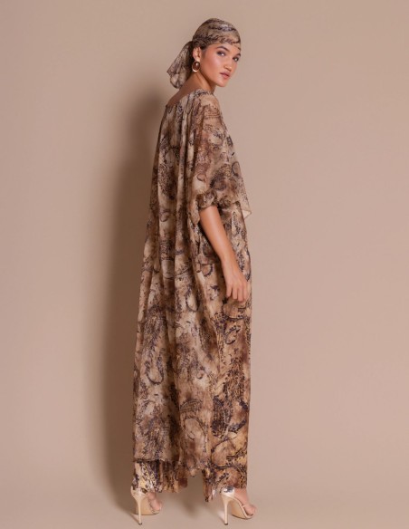 Wide-leg printed pants for a wedding guest