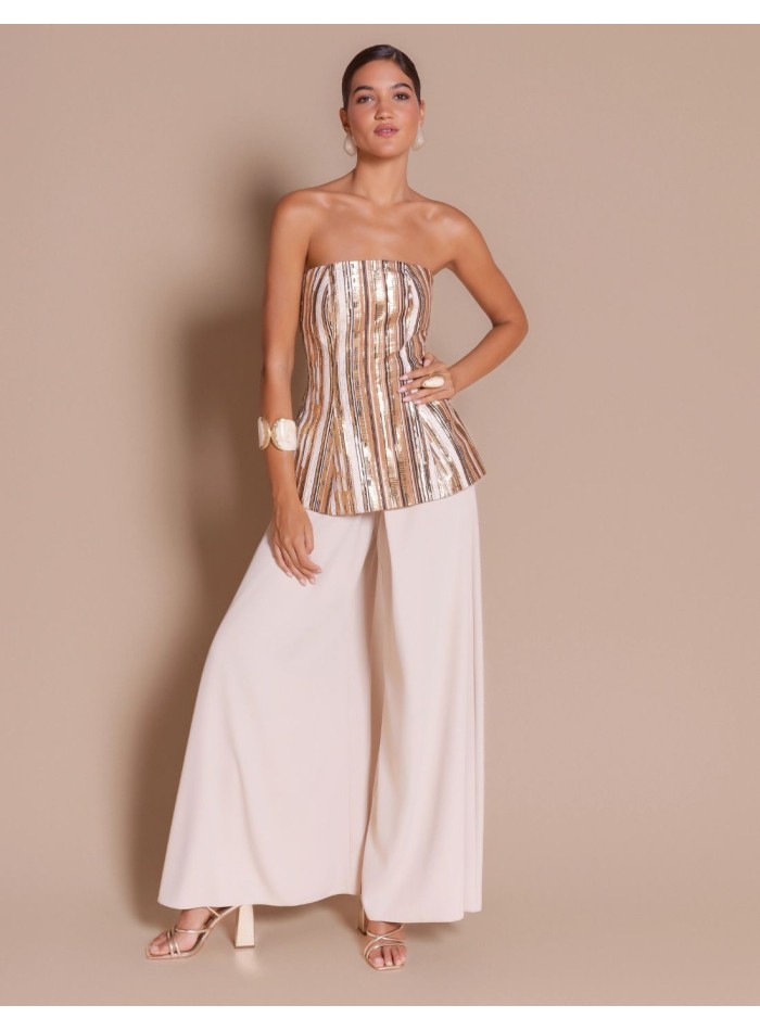 Jacquard jewel-style bodice with peplum detail